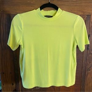 Banana Republic Neon Green Mock Neck Tee Shirt